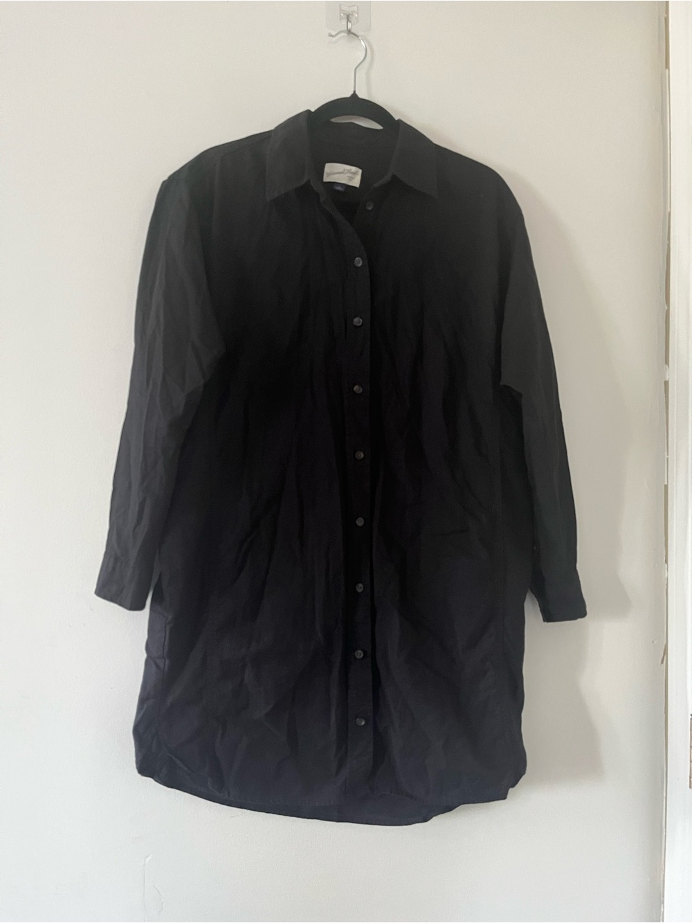 Universal Thread Black Linen Blend Shirt Mini Dress Small Black Minimalist